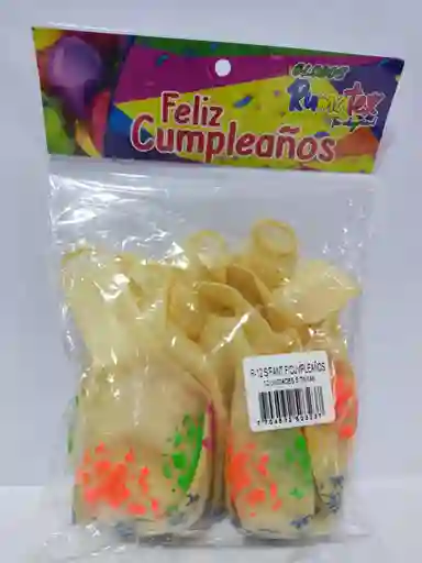 Globo Bomba Transp 5 Tintas Feliz Cumple X12