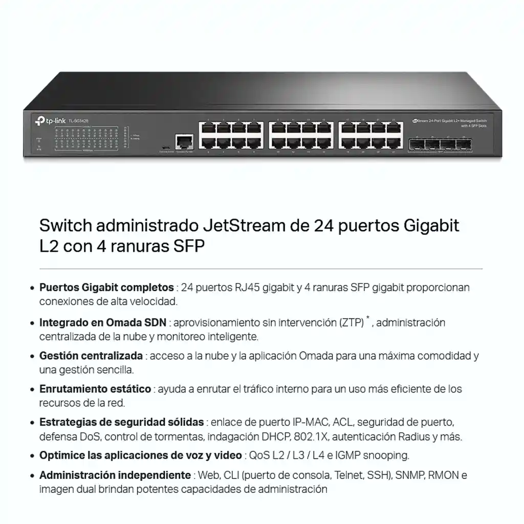  Switch Administrable  Tp-Link  Tlsg3428 / 24 Puertos Gigabit 