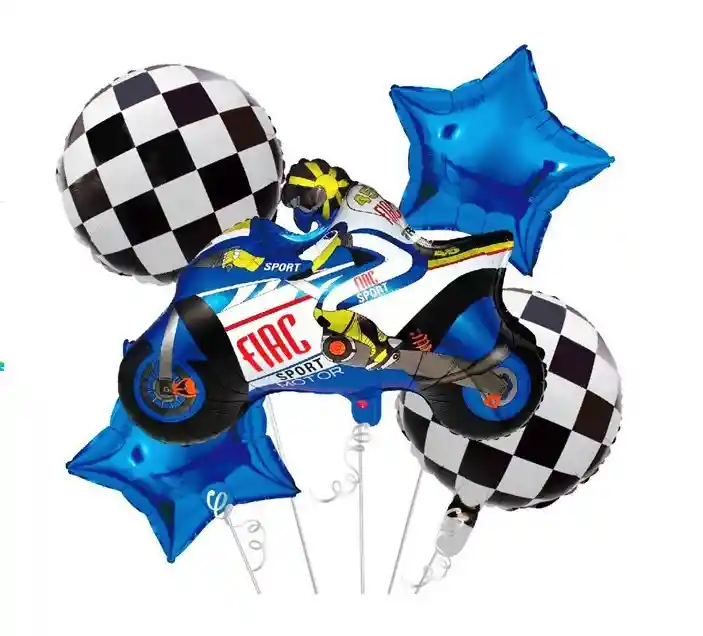 Kit Globos Metalizados Moto Gp Azul