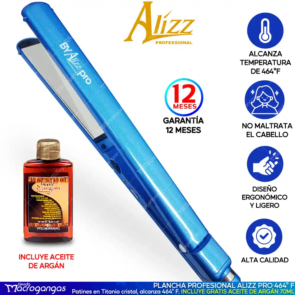 Plancha Cabello Alizz Pro Titanio Ultralivina Antifrizz