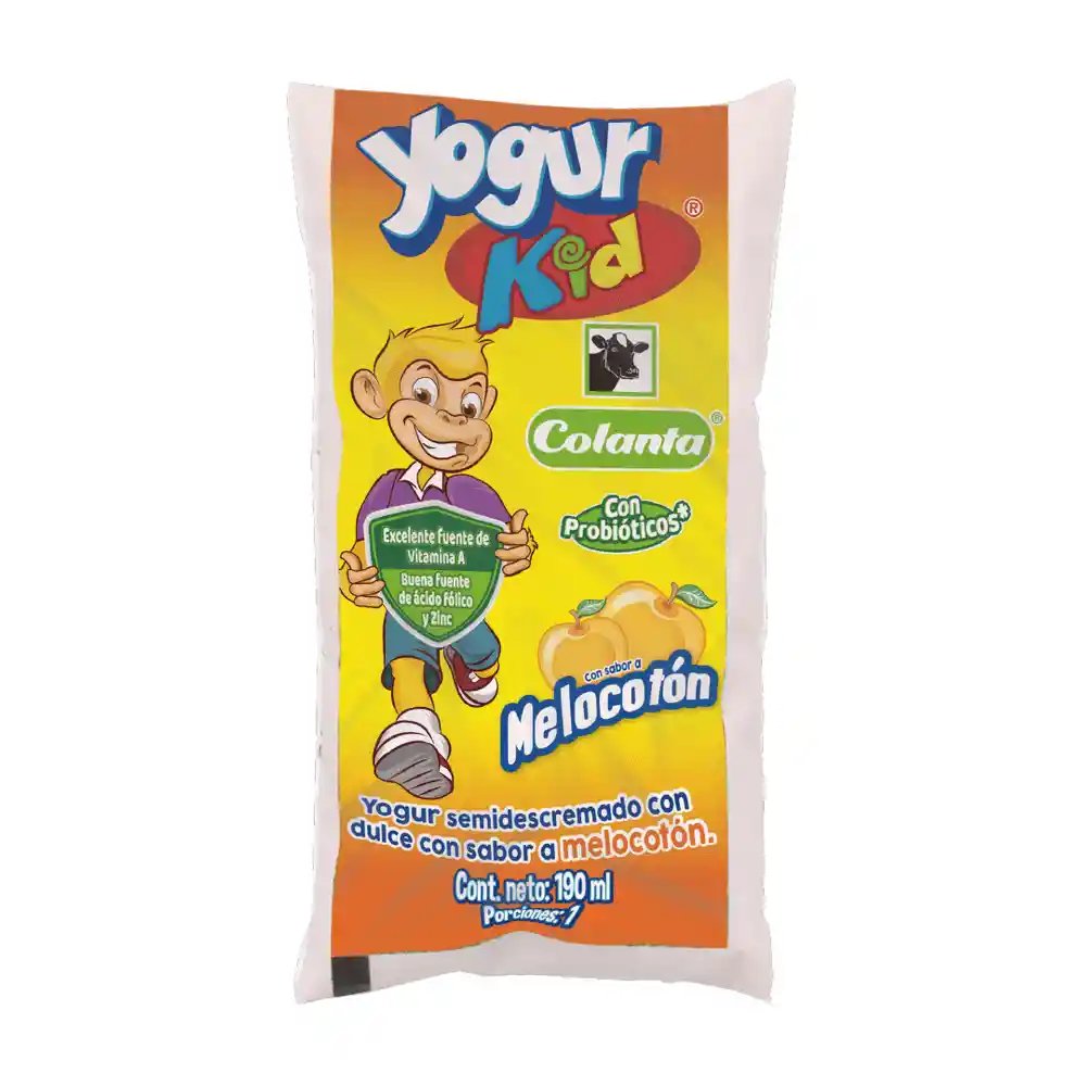 Yogur Kid Melocotón Colanta Bolsa X 190 Ml