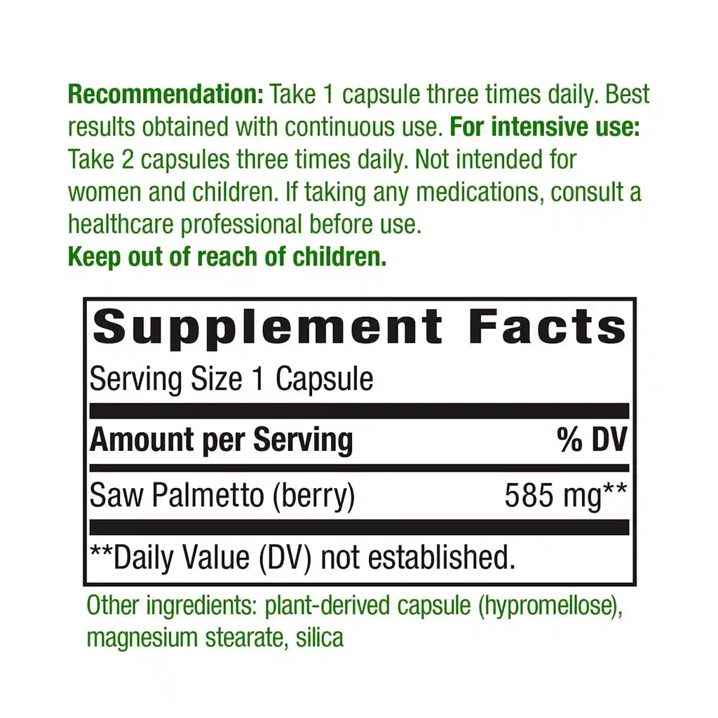 Natures Way Saw Palmetto 585 Mg Por Servicio 180 Capsulas Veganas