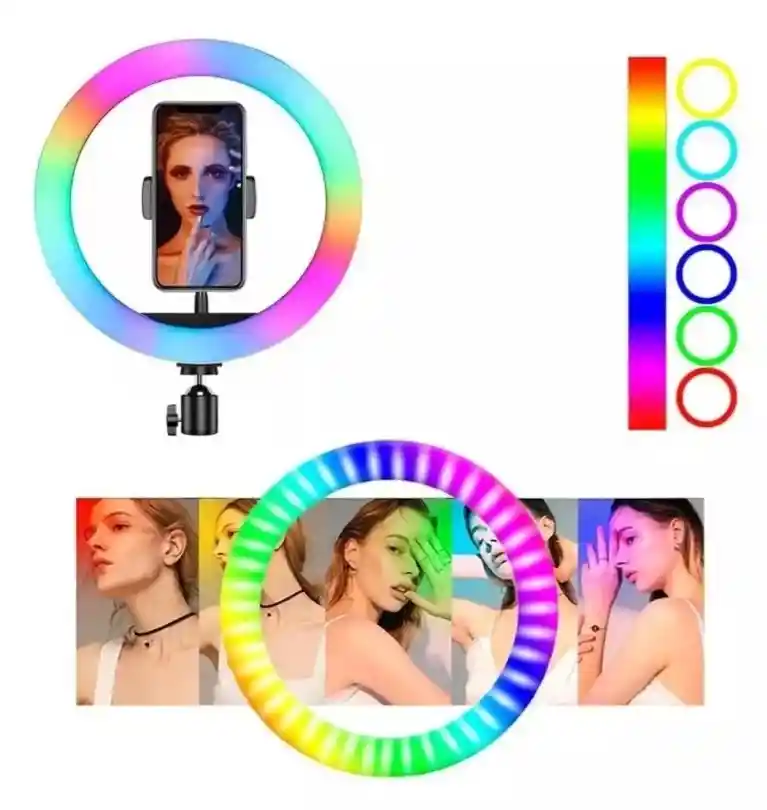 Aro De Luz Rgb Led Flash 26 Cm Fotografía Selfie + Trípode