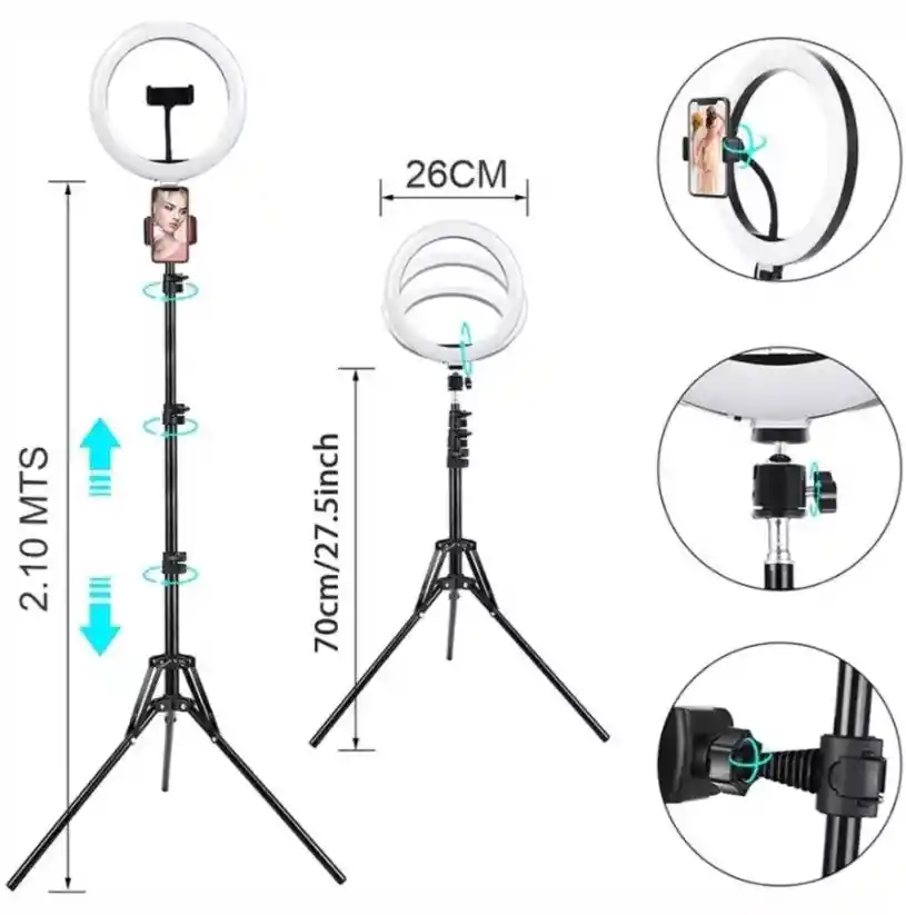 Aro De Luz Rgb Led Flash 26 Cm Fotografía Selfie + Trípode