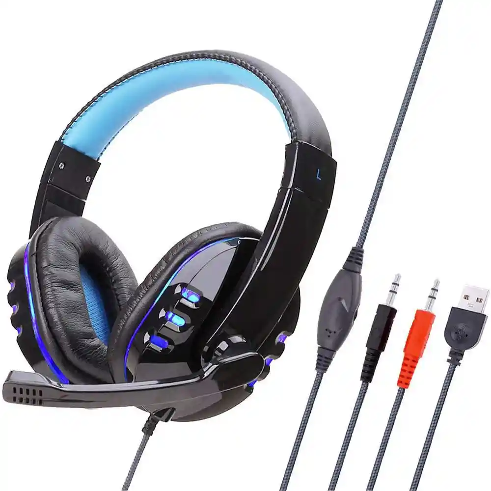 Audífonos Gamer Con Micrófono Con Luces Y Cable Reforzado Plug 3.5 Mm