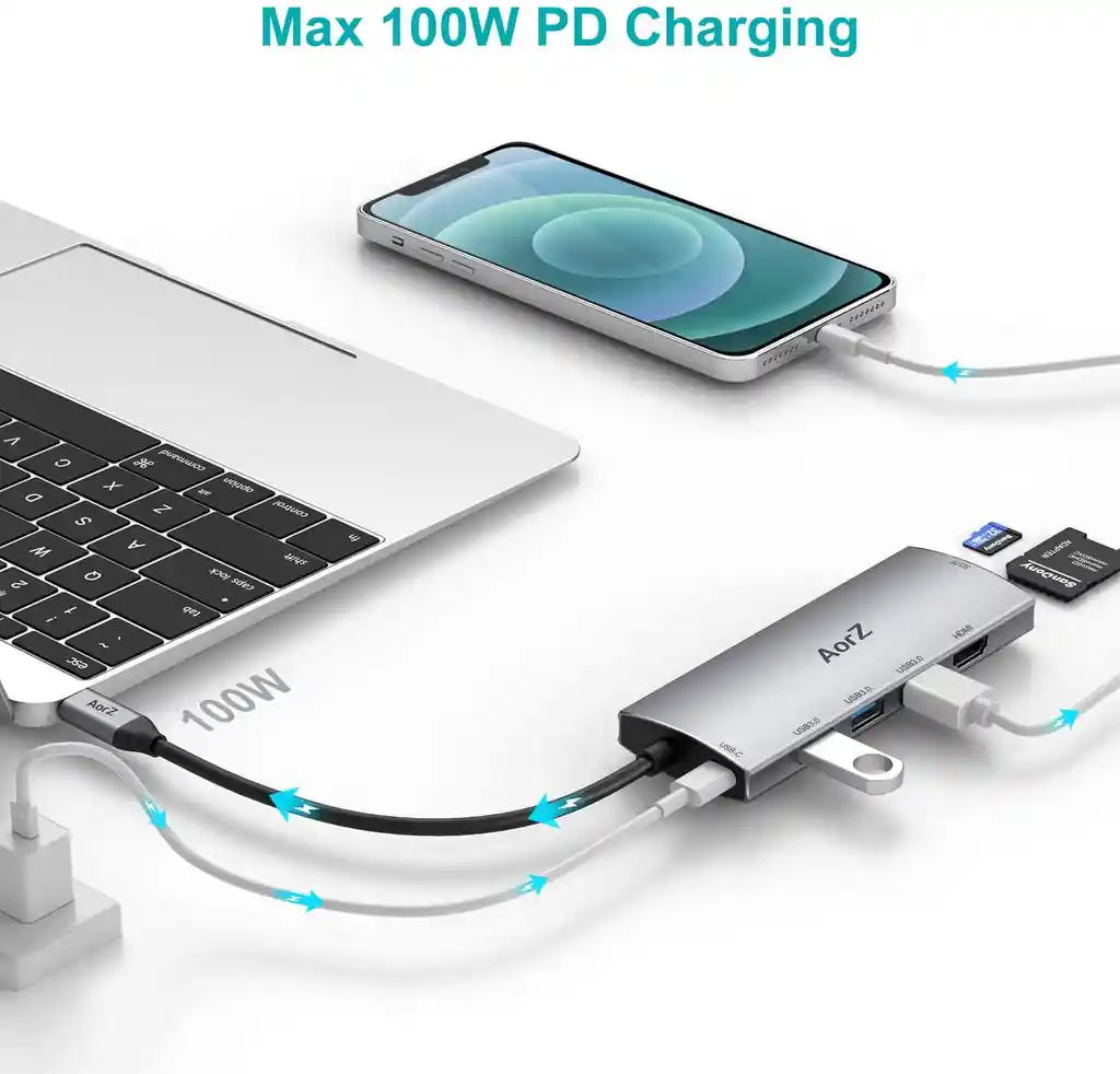 Adaptador Usb C Hdmi Microsd 7 En 1 Windows Macbook