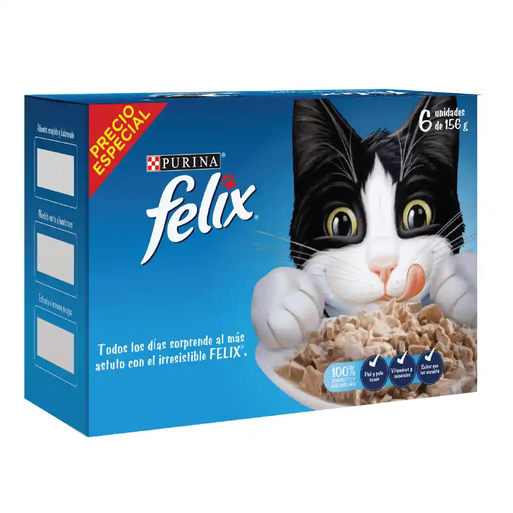 Alimento Húmedo Para Gatos Felix Latas Pague 5 Lleve 6 - 165 Gr