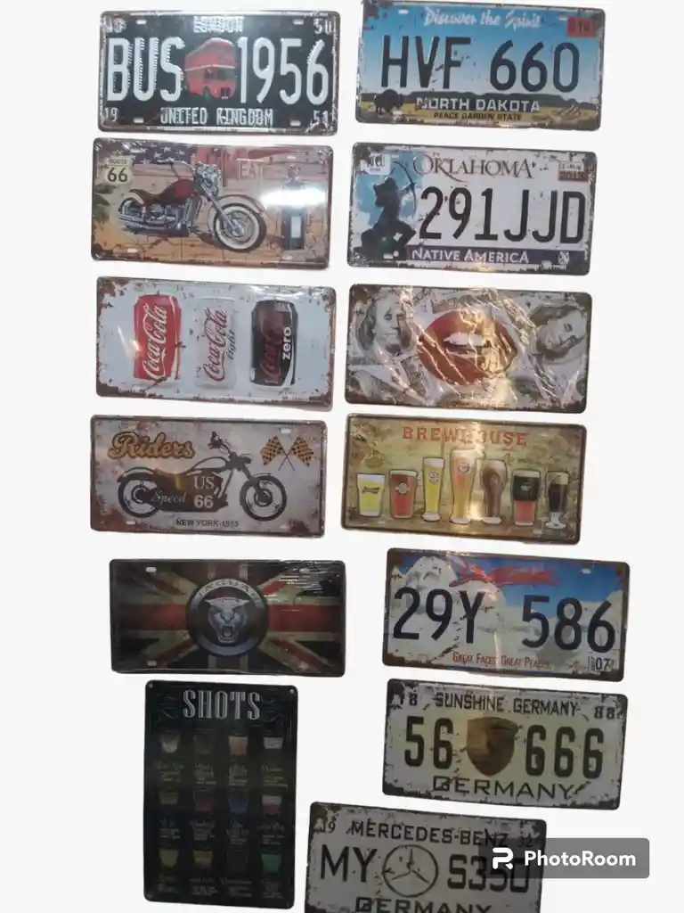 Placas De Metal Vintage Retro Decorativas Antigua