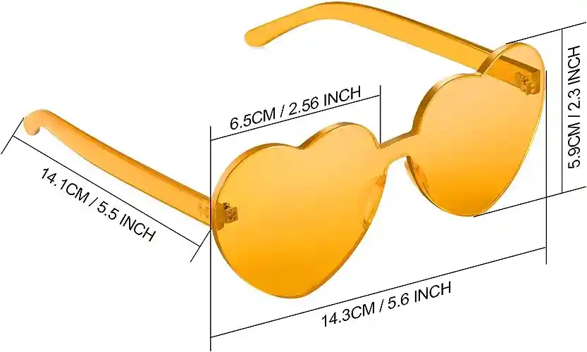 Gafas En Forma De Corazon Naranja X 6 Unidades