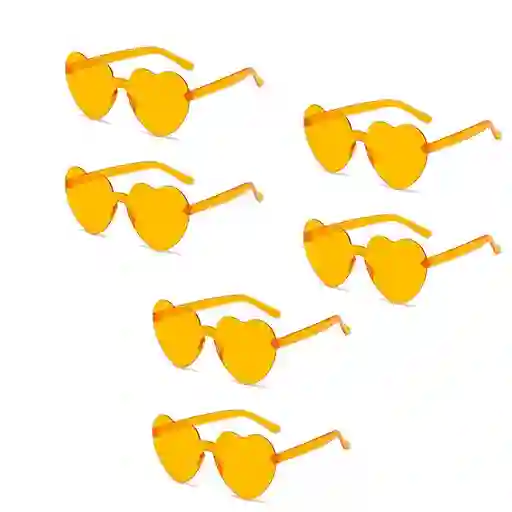 Gafas En Forma De Corazon Naranja X 6 Unidades