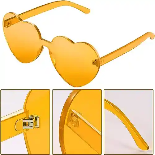 Gafas En Forma De Corazon Naranja X 6 Unidades