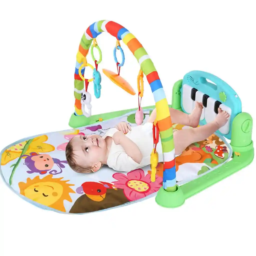 Gimnasio Bebe Musical Tapete Piano Con Luces Unisex Oferta Didáctico Ref. Miquito Azul