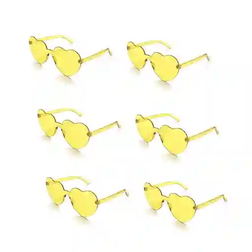6gafas De Sol Party En Forma De Corazón Amarilla