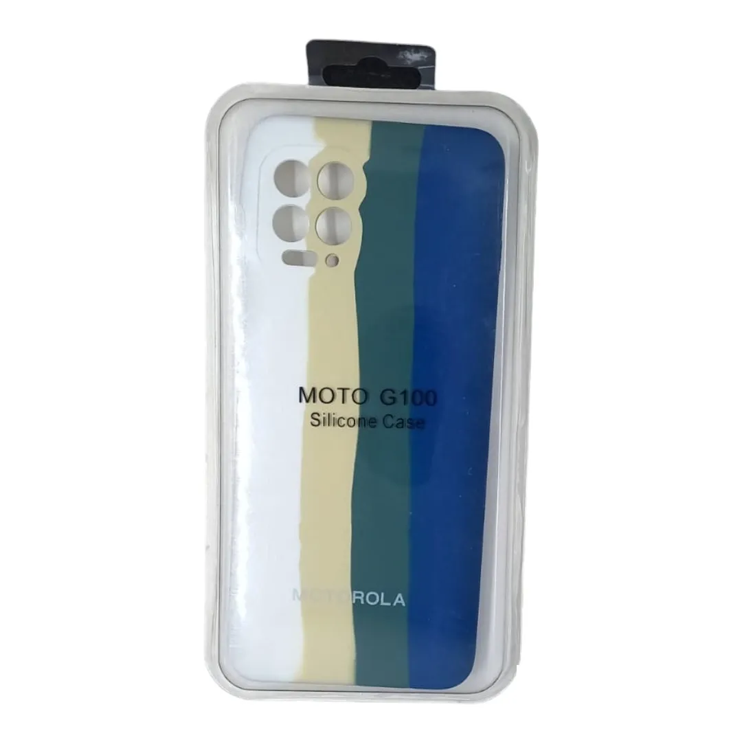 Forro Silicone Case Arcoiris Verde Motorola G100