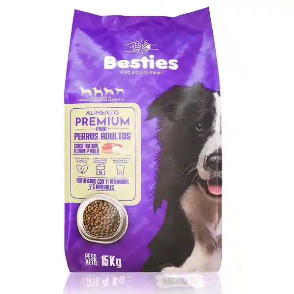 Alimento Perros Adultos Sabor Carne Y Pollo 15kg Besties