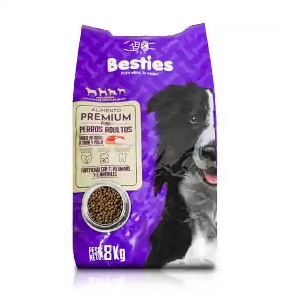 Alimento Perros Adultos Sabor Carne Y Pollo 8kg Besties