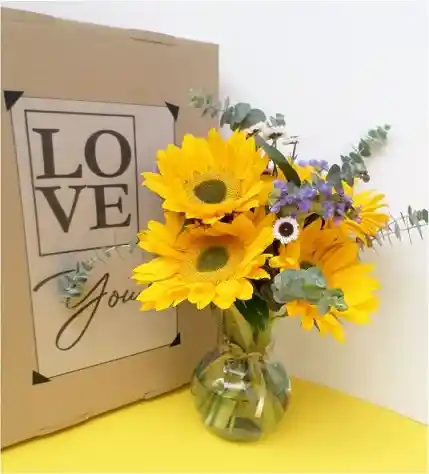 Girasoles Caja De Regalo Jarrón Especial Para Ti