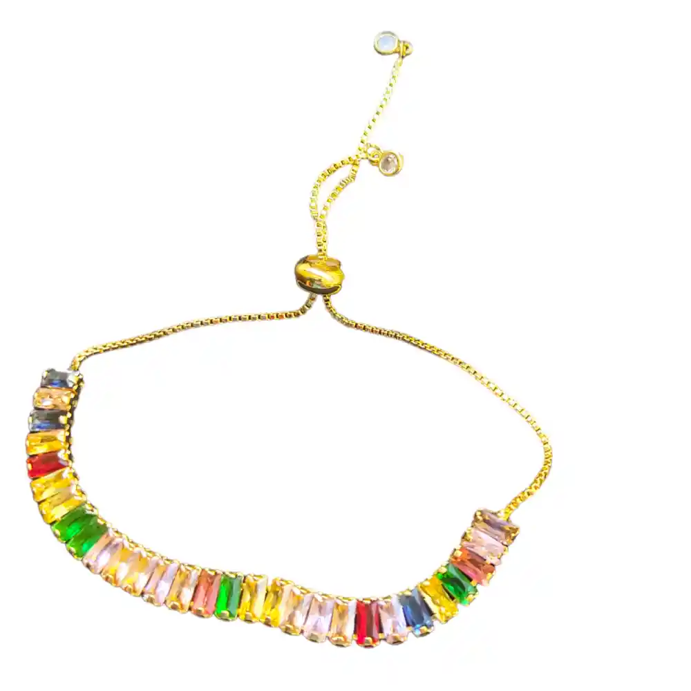 Pulsera Mujer Ajustable Zircon Colores Moda Joyería Regalo