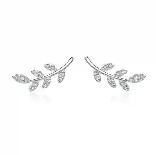 Aretes Para Mujer Rama Hoja Circones Fabricados En Plata 925