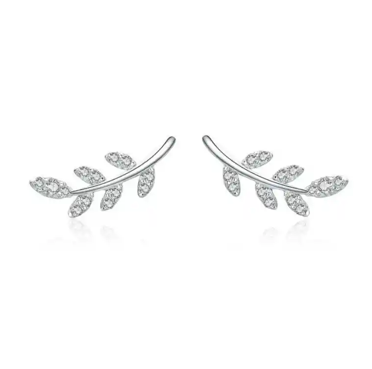 Aretes Para Mujer Rama Hoja Circones Fabricados En Plata 925