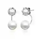 Aretes Elegantes Perla Doble Para Mujer En Plata 925