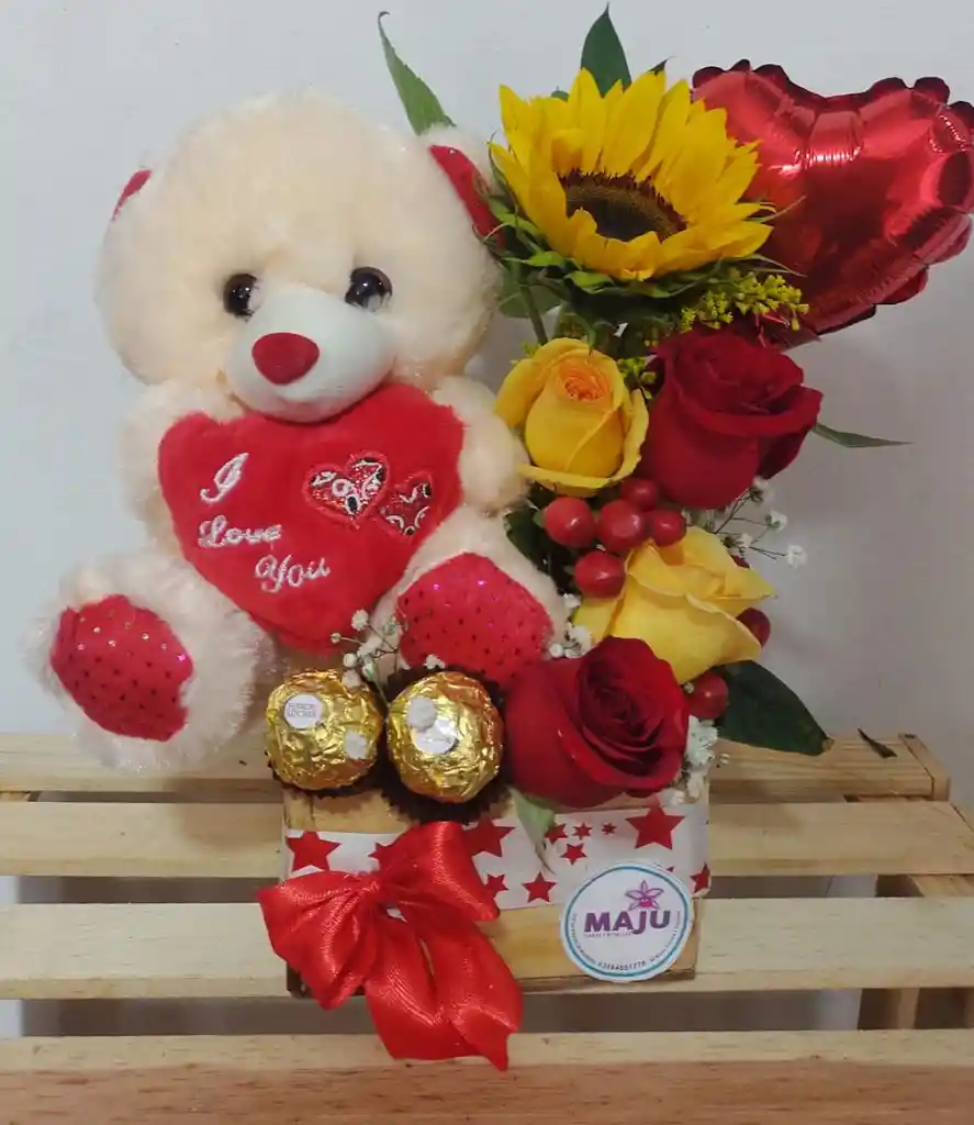 Arreglo Floral Con Osito
