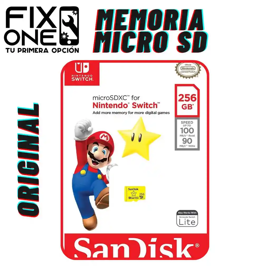 Memoria Microsd 256 Gb Para Nintendo Switch Original Mario Sandisk