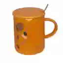 Pocillo Naranja Con Cuchara