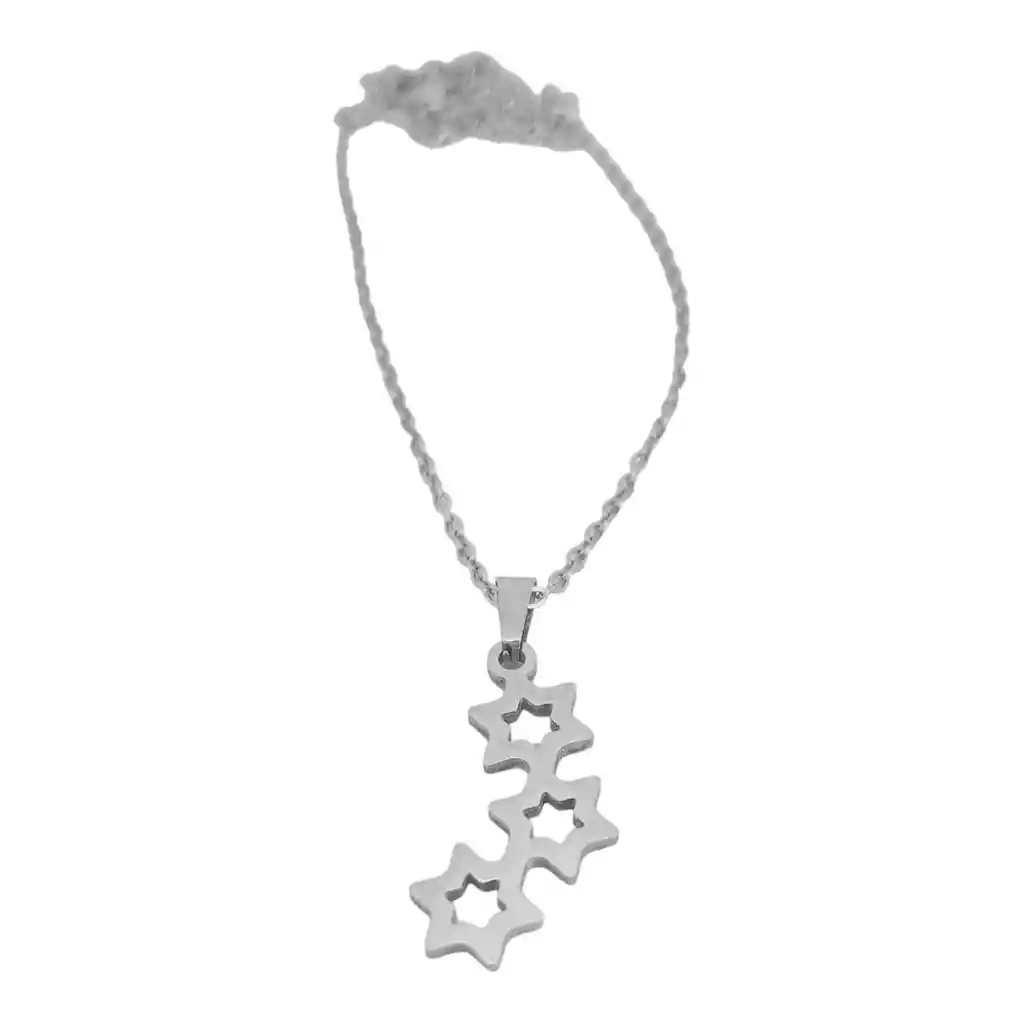 Juego De Aretes Y Coilar En Acero Diseño Trio De Estrellas