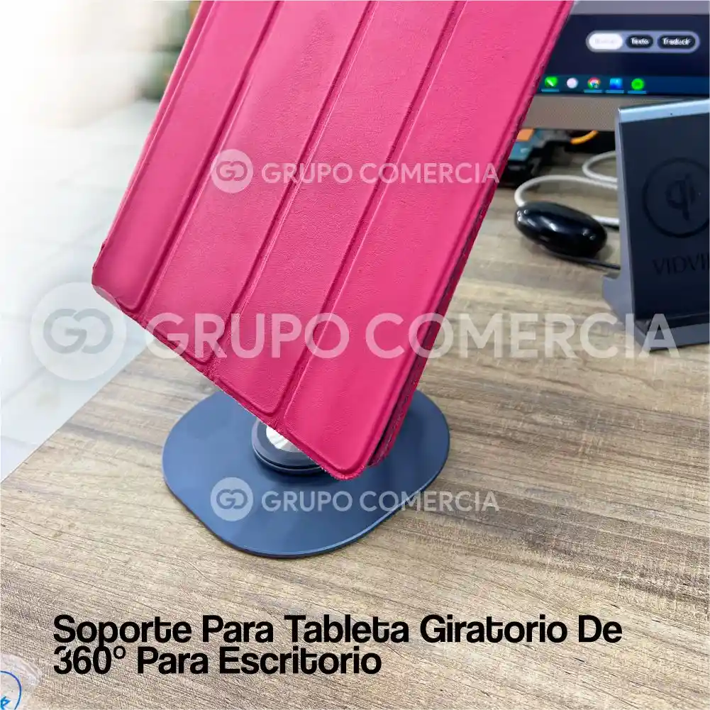 Base Soporte Para Tablet Metálico Giratorio Ergonómico