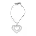 Juego De Aretes Y Collar En Acero Diseño Corazón Doble
