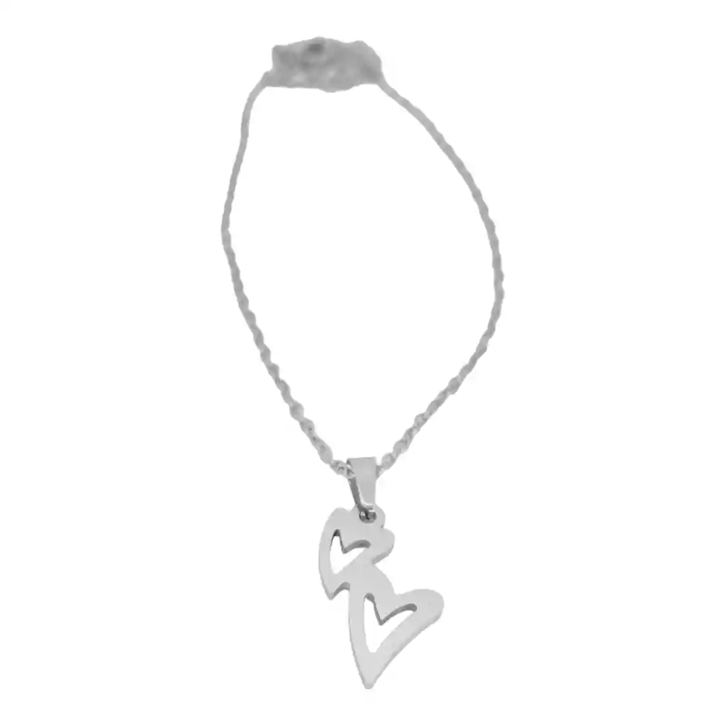 Juego De Aretes Y Collar En Acero Diseño Corazón Figura