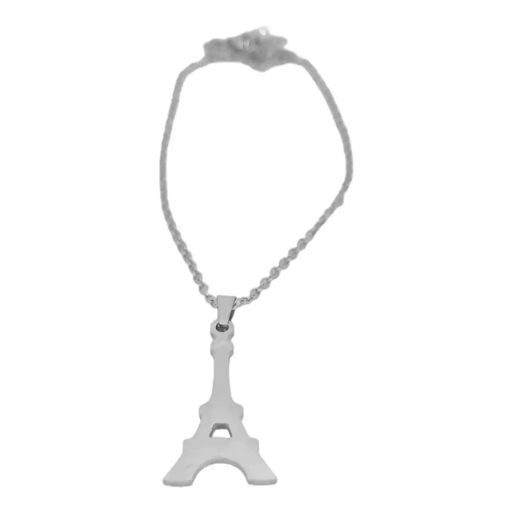 Juego De Aretes Y Collar En Acero Diseño Torre Eiffel