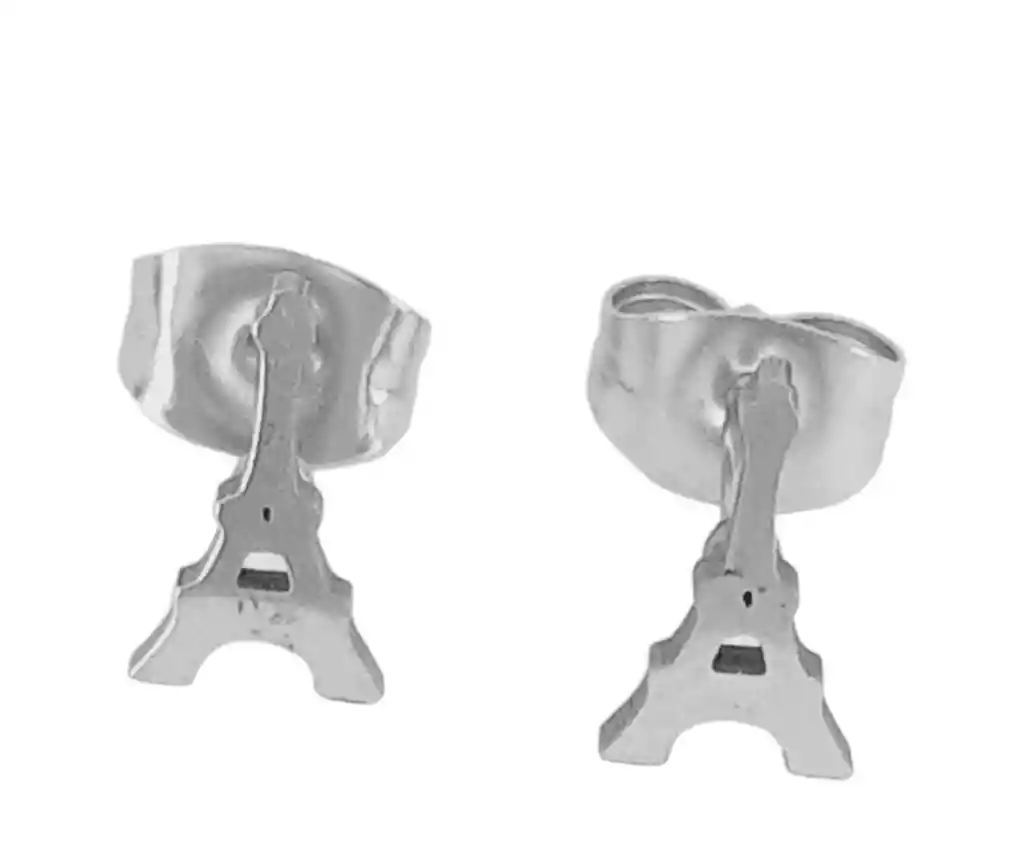 Juego De Aretes Y Collar En Acero Diseño Torre Eiffel