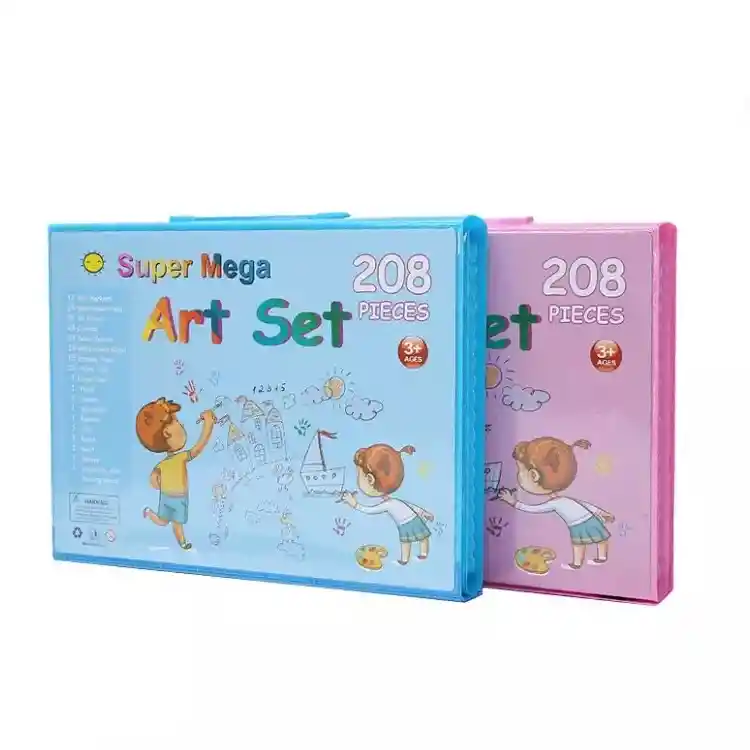 Kit De Arte Para Niños 208 Piezas Maleta Con Caballete Crayón Acuarela Plumón Pinturas