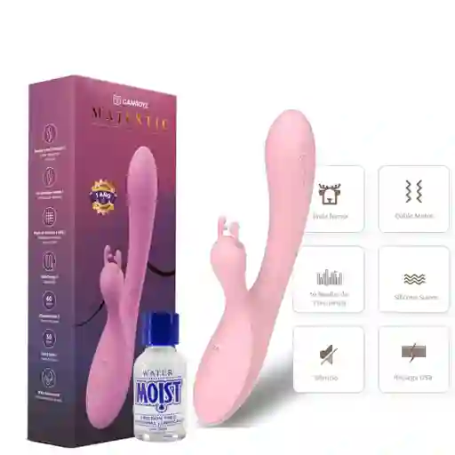 Vibrador Doble Estimulación Punto G Recargable + Lubricante Neutro Juguete Sexual Leyla