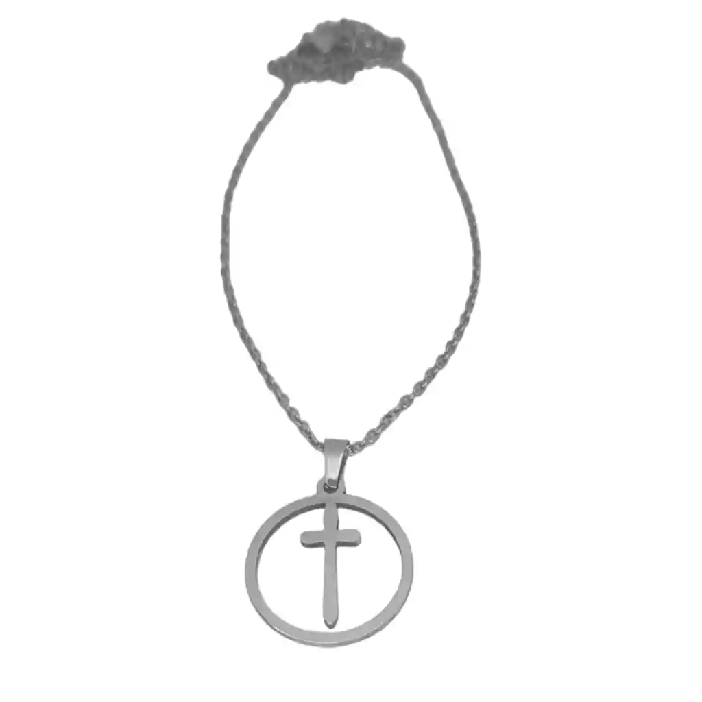 Juego De Aretes Y Collar En Acero Diseño Centro Cruz