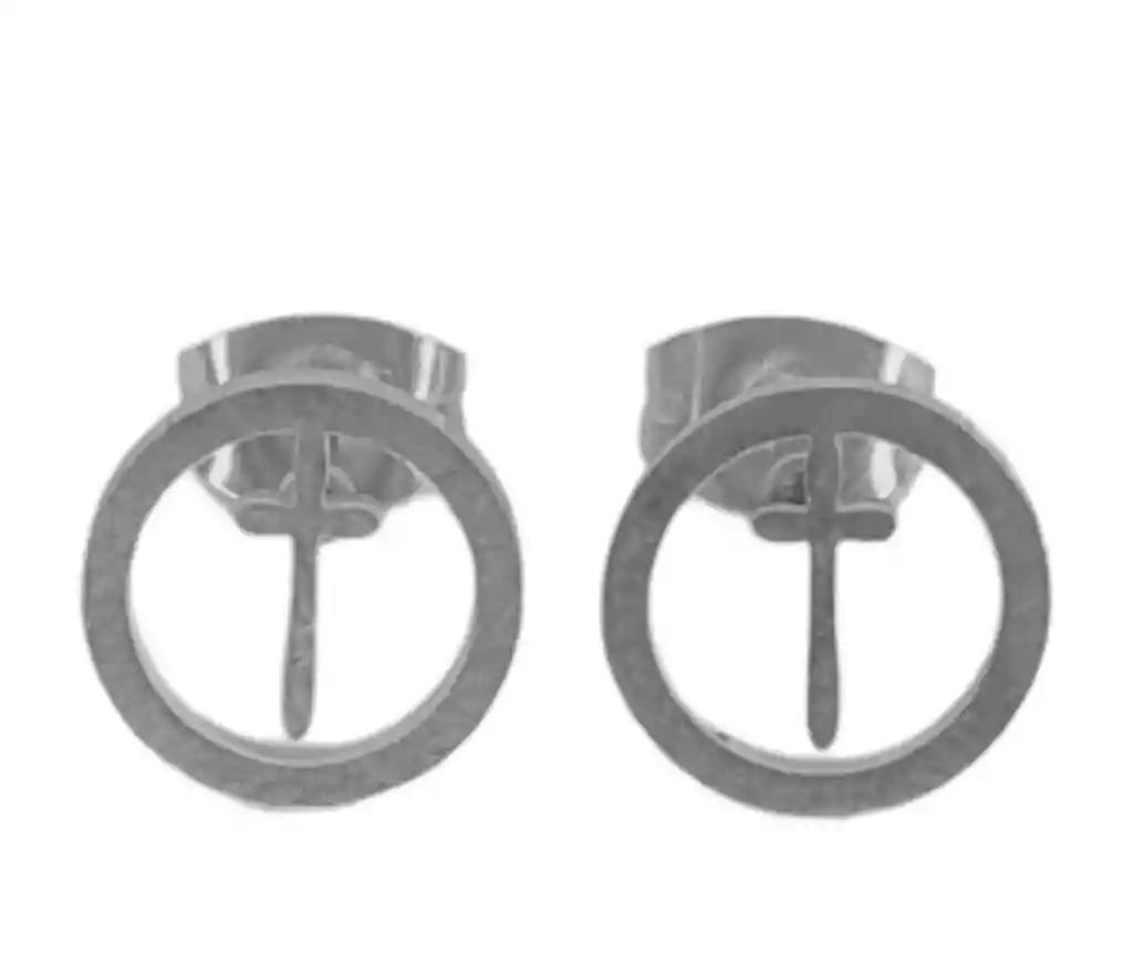 Juego De Aretes Y Collar En Acero Diseño Centro Cruz