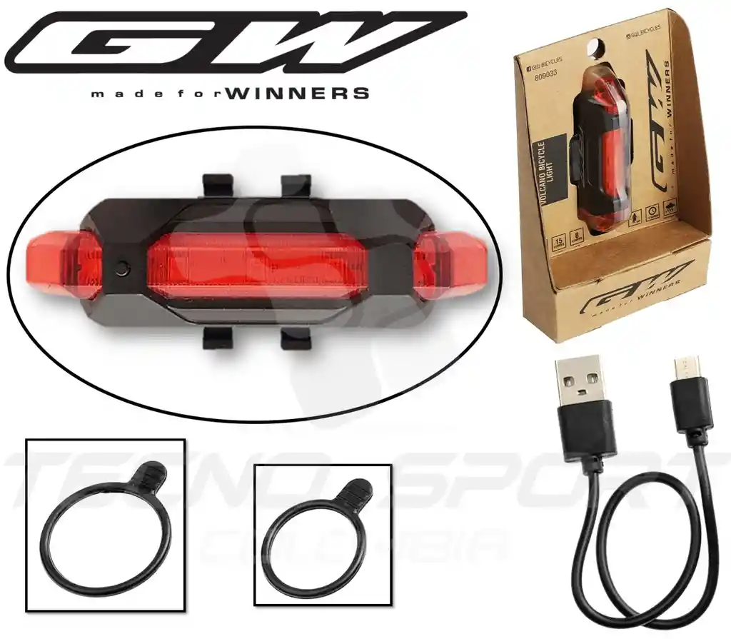 Luz Gw Bicicleta Trasera Recargable Usb