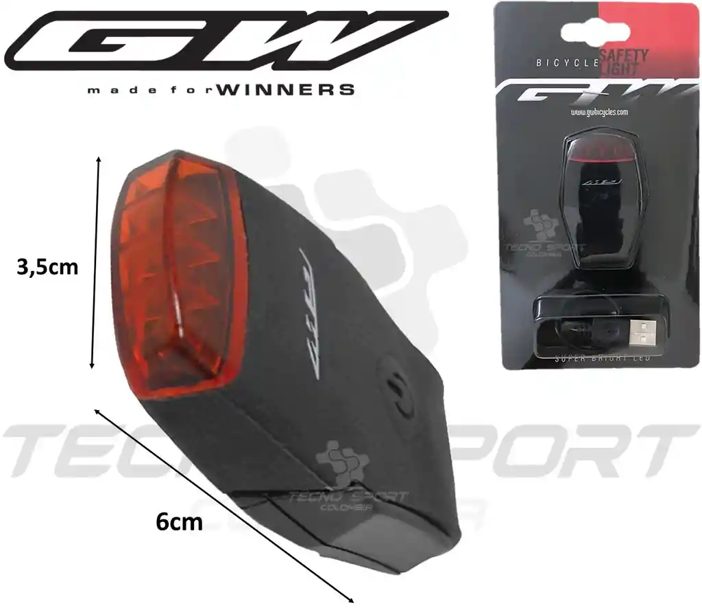 Luz Trasera Gw Bicicleta Recargable Usb