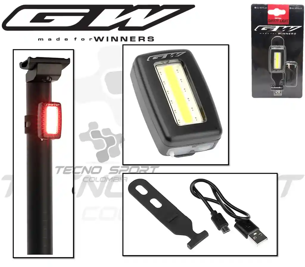 Luz Gw Bicicleta Recargable Usb 30 Lumens Doble Funcion