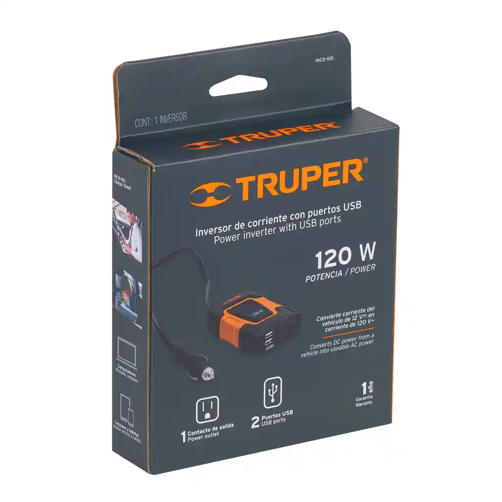 Inversor De Corriente 120 W Truper