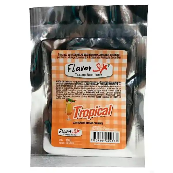 Lubricante Caliente Tropical Flavor Sex Sachet 5 Ml