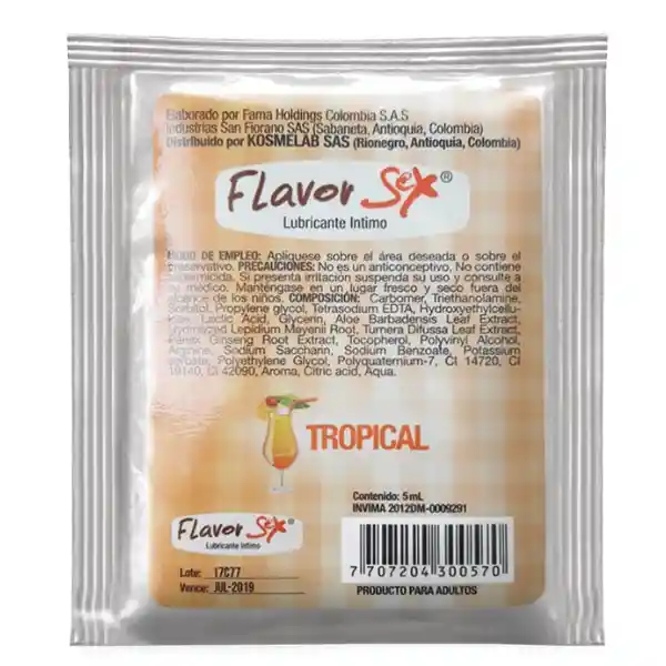 Lubricante Caliente Tropical Flavor Sex Sachet 5 Ml