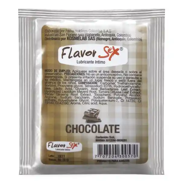 Lubricante Caliente Chocolate Flavor Sex Sachet 5 Ml