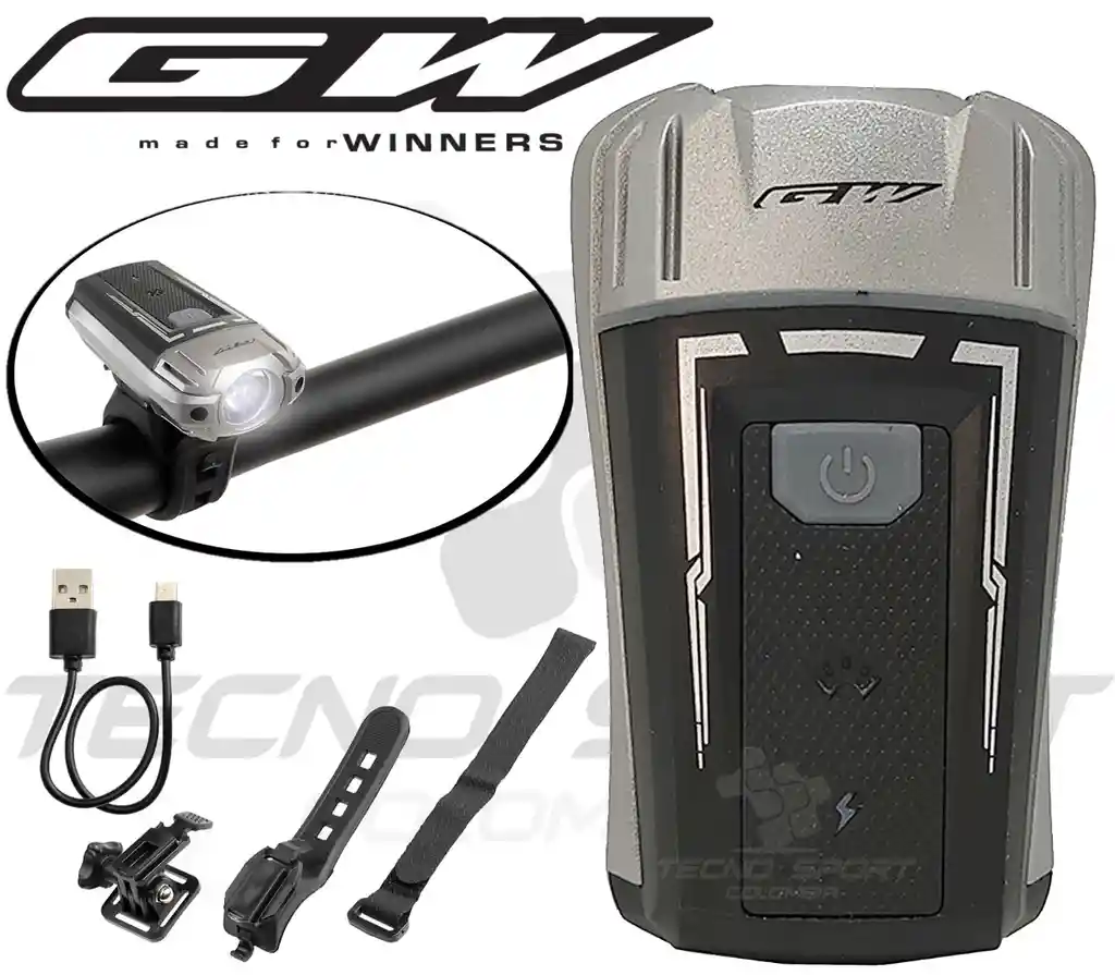 Luz Bicicleta Delantera Gw Recargable Usb 300 Lumens 3 Modos