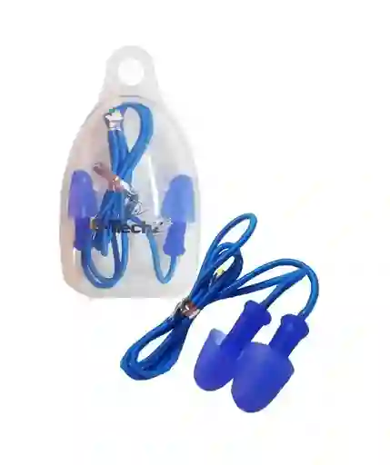 Tapa Oídos En Silicona Con Cordón Para Natación Agua - Azul