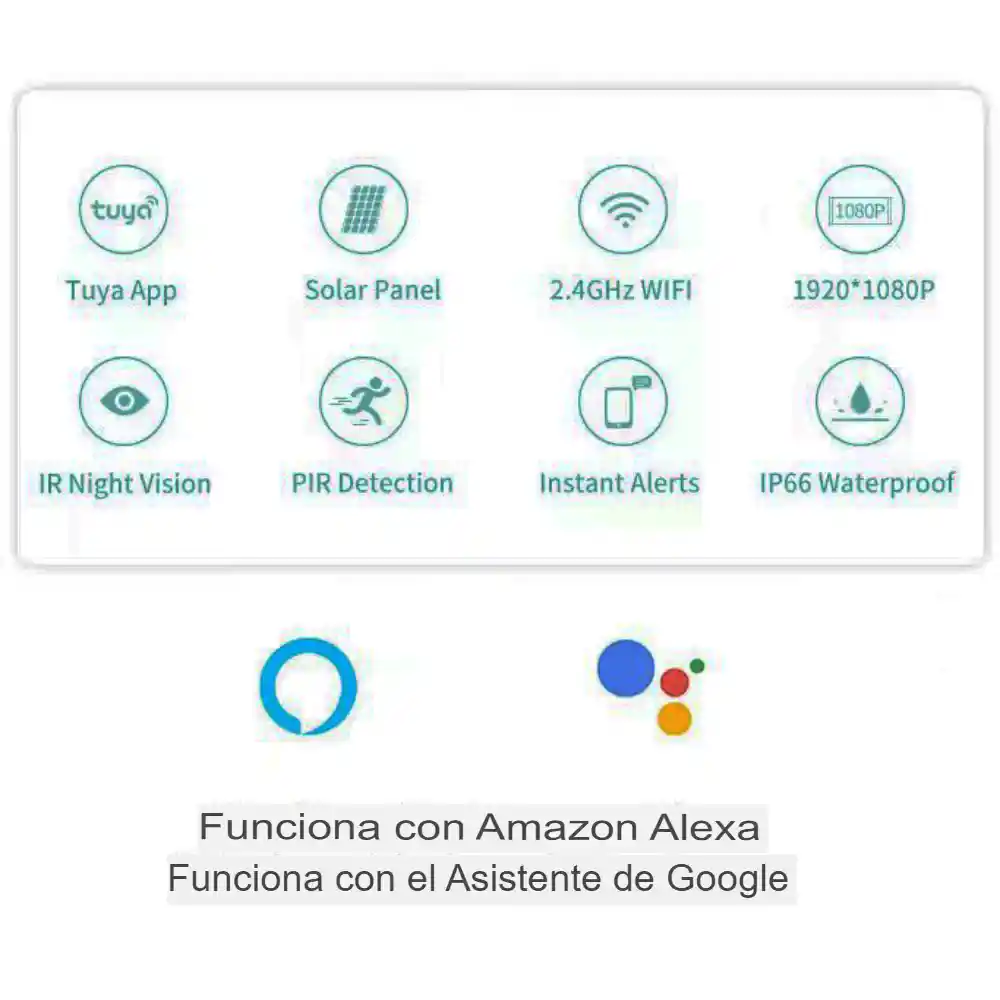 Cámara De Seguridad Solar Ip Wifi 1080p 3mp App Tuya Alexa