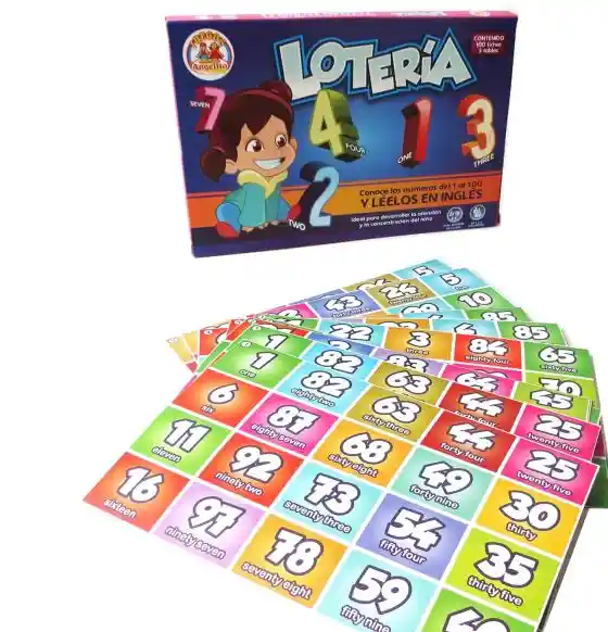 2 Juegos Lotería Bilingüe Números 1 Al 100 Bingo Inglés Niño