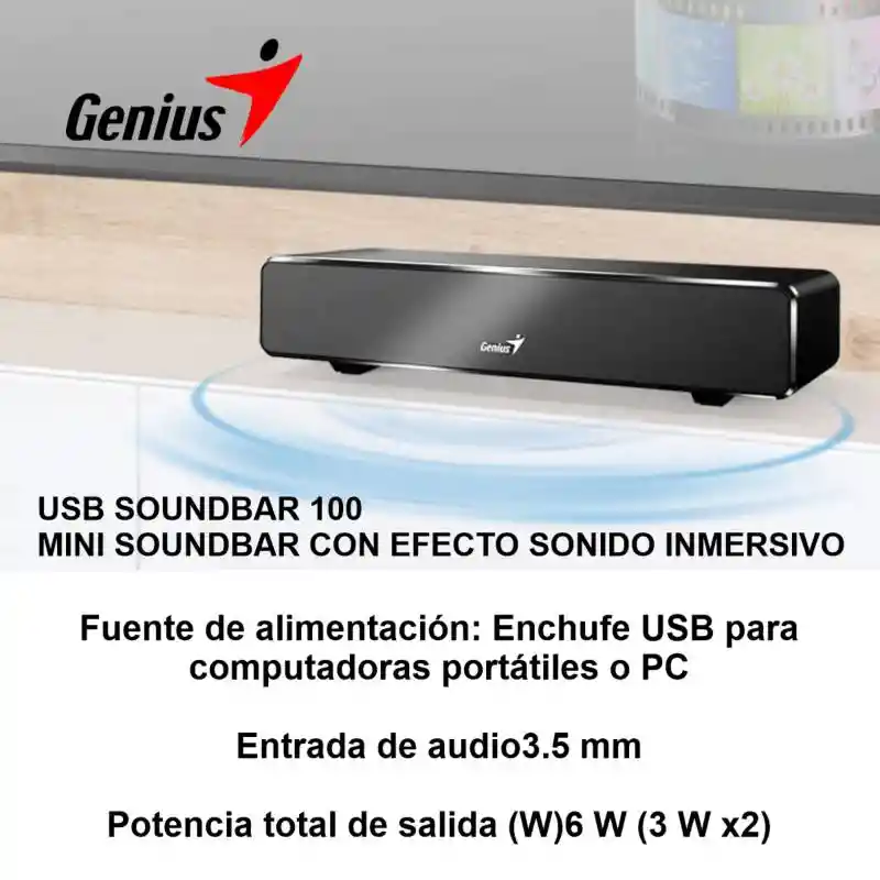 Barra De Sonido Genius Original Multiconexiones Parlante Soundbar 100